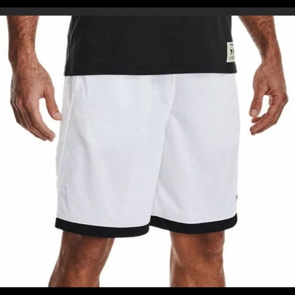 Under Armour Project Rock Mens Iron Paradise White Mesh Shorts 1361618 Sz - Picture 2 of 9